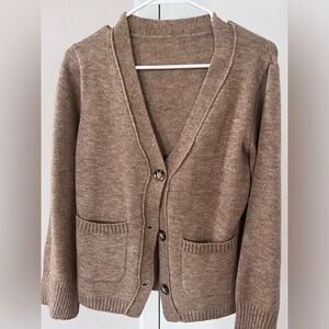 Solid V-neck single breasted cardigan